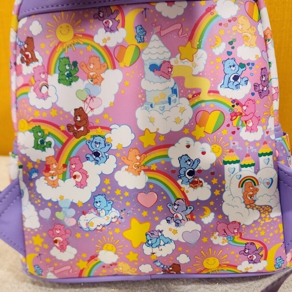 Loungefly Care Bears Purple Sunshine Rainbow AOP Mini Backpack NEW - Picture 7 of 13